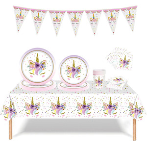 Animal Pink <strong>Unicorn</strong> Disposable Tableware Set Baby Girl Birthday <strong>Party</strong> Banner Pink Elephant Paper Cup Plate <strong>Supplies</strong> - Product Image 5