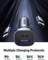 UGREEN USB-C Autoladegerät PD 30W & QC 30W 2-Port Mini Tragbares Schnell-Ladegerät Typ C für iPhone Samsung