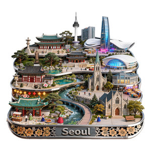 Souvenir Turistico di Seoul, Città Popolare, Attrazione Culturale, Magnete per Frigorifero in Metallo 3D con Rilievo, Ornamento per la Casa - Product Image 1