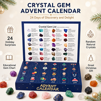 Calendrier de l'Avent en Cristal pour Enfants, 24 Jours, Boîte Mystère de Pierres Brutes, Coffret Cadeau Violet