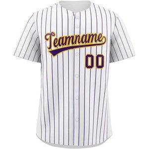 Maillot de baseball personnalisé à rayures fines, chemise boutonnée, nom et numéro personnalisés, en twill, anti-humidité, unisexe, pour hommes, femmes et jeunes - Product Image 1