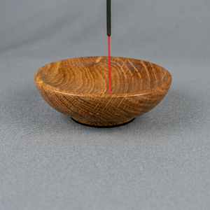 Support d'encens artisanal en bois de chêne massif, bol rond, cendrier, décoration minimaliste zen pour table, art décoratif - Product Image 1