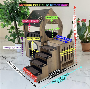 Luxuriöses Zweistöckiges Modernes Katzenhaus, Maßgefertigte Katzenmöbel aus Holz und Kaninchenschloss, Haustierhaus für den Innenbereich mit Individuellem Katzenbett - Product Image 3