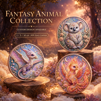 Pièce de monnaie 5 oz en cuivre pur 999, animaux enchantés, haute relief, peinte à la main, édition anti-UV, pour collectionneurs, animaux mignons