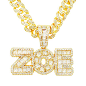 Collares con Colgante de Letra ZOE Estilo Hiphop Personalizados, Hechos a Mano, para Hombre, Joyería de Moda - Product Image 6