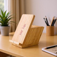 Chargeur sans fil en bambou avec porte-stylo de bureau, organiseur de crayons multifonctionnel pour bureau, support de téléphone portable pour rangement de bureau