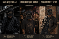Casquette 5 panneaux ajustable, respirante et imperméable, style gothique streetwear vintage, avec broderie EyeStar, esthétique sombre haut de gamme et lettrage, en stock