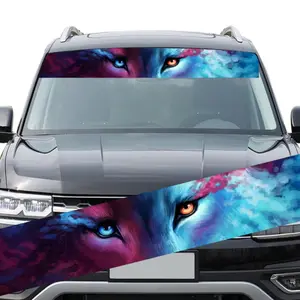 Car Front/Rear Sun Strip Visor Vinyl Decal Windshield Cast Film 3D Stickers Decor Front Creative Eyes Skull Sticker