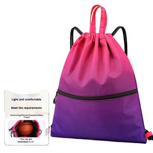 Sac à dos à cordon de serrage pour femme (yoga) et homme (basketball) avec logo personnalisé, nouvelle couleur dégradée, doublure en polyester imperméable, tissu Oxford - Product Image 2