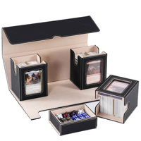 JUZI Boîte de rangement pour cartes à collectionner personnalisée en gros avec compartiment à dés détachable, étui à cartes amovible 4-en-1 avec plateau à dés