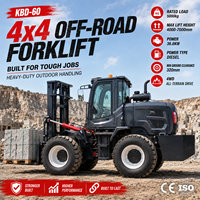 Chariot élévateur tout-terrain diesel 4x4 de 6 tonnes avec pneus pleins, directement du fabricant, pour terrain accidenté, à vendre