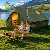 Tente gonflable de luxe 12 saisons pour le camping, 8-10 personnes, trois chambres, salon, portable, installation facile, pompe manuelle, PVC