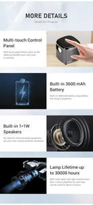 Proveedor Verificado, Proyector Inteligente Portátil Mini con Sistema Operativo Android DLP, 70 ANSI Lúmenes, 1080P, Multi-idioma, <span class=keywords><strong>para</strong></span> Cine en Casa y Juegos - Product Image 5