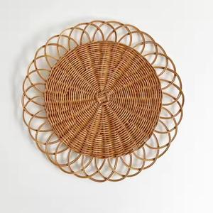 High Quality Handmade Wicker Flower <b>Round</b> <b>Placemat</b> Natural Rattan Holiday Decoration Home Ornament Wholesale Made in Vietnam - Product Image 1