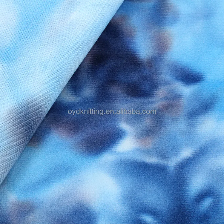 Knitted Tie Dye Spandex Polyester Fabric For Dress Spandex super Soft Velvet Fabric