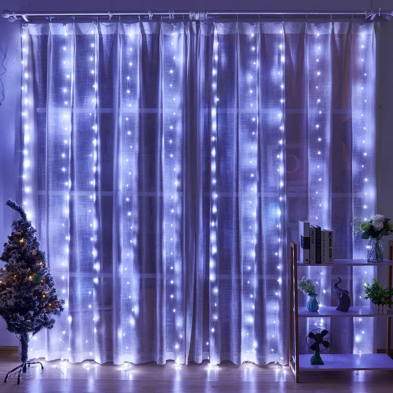 Curtain Light for Bedroom 300 LED 6 Hooks 8 Models with Remote Control Window Fairy Light with USB for Wedding Party Home Garden