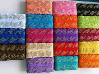 Nouvelle dentelle africaine brodée multicolore en strass pour la confection de robes et la décoration DIY en gros