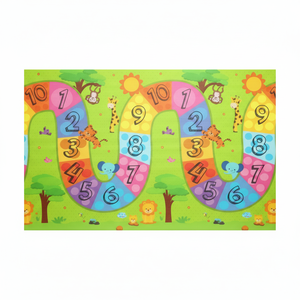 Tapis de jeu double face 100x140x1,2 cm XPE pour bébé-mousse enroulable imperméable et non toxique avec route numérotée colorée Colurful Highway - Product Image 1