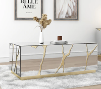Table basse de luxe rectangulaire effet miroir, table d'appoint, table de chevet, décoration dorée pour la maison et l'hôtel