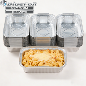 Barquette alimentaire en aluminium argenté de haute qualité, conteneur <span class=keywords><strong>jetable</strong></span> pour la restauration et boîte à lunch à emporter - Product Image 1