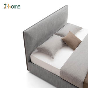 Resorte de caja europeo cama doble tapizada suave y duradera diseño minimalista de madera de alerce sólida directa de fábrica al por mayor - Product Image 3