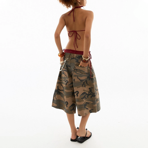Shorts Cargo Homme Streetwear Taille Mi-Haute en Coton Ciré Imprimé Camouflage Croco Gaufré Grande Taille avec Poches Utilitaires – Vente en Gros - Product Image 4