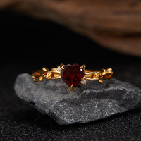 FanKe Bagues de mariage ou bagues tendance en acier inoxydable pour femme, avec grenat naturel, bague d'index, vente en gros