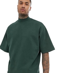 T-Shirt da Uomo di Alta Qualità in <span class=keywords><strong>Cotone</strong></span> 100% con Stampa 3D Personalizzata, Oversize, Spessa, a Collo Alto, Nera - Product Image 3