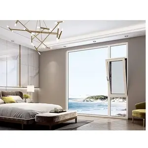 עיצוב מודרני אלומיניום חלונות הזזה דירות חדרי שינה בידוד חום מסגרת סגסוגת אלומיניום תליית וילון אופקי