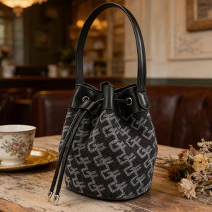 Mini Bucket Bag Women Drawstring Handbag Fashion <b>Top</b> Handle Bag Small Capacity Custom Logo OEM Supplier - Product Image 6