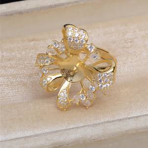 Bague en argent S925 avec perle de 11-12 mm, accessoires de bague ouverte, accessoires de main amovibles avec plateau vide JG5447 - Product Image 4