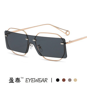 แว่นตาโลหะทรงแปลกตา ป้องกันรังสียูวี 400 กรอบเต็ม สำหรับทุกเพศ - Product Image 1