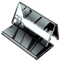 Coque de protection magnétique HD en verre double face avec protection d'objectif d'appareil photo, en aluminium métallique tout compris pour Samsung S26 S23