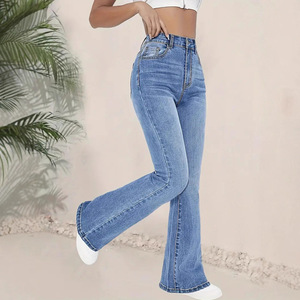 <span class=keywords><strong>TEMU</strong></span> 2025 da <span class=keywords><strong>donna</strong></span> a vita alta svasata dritta europea Versatile elasticizzato in Denim elasticizzato Cross-Border per l'estate - Product Image 4