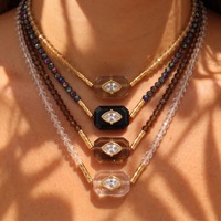 Colliers de perles en zircon et pierre naturelle Big Eye, accessoires de mode minimalistes pour femmes, style transfrontalier