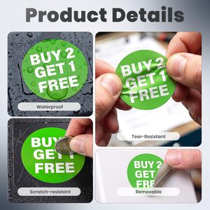 Compra 2 y Obtén 1 Gratis, Etiquetas Adhesivas de <span class=keywords><strong>Vinilo</strong></span> Resistentes al Agua de 1.5 Pulgadas, Resistentes a Desgarros, Autoadhesivas, Fáciles de Pegar, Sin Residuos, <span class=keywords><strong>para</strong></span> Supermercado - Product Image 2