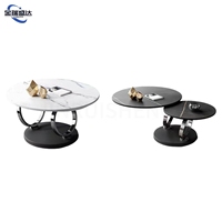 Table basse compacte extensible multifonctionnelle en métal, style nordique, luxe léger, moderne, en pierre de quartz, rotative, Jinruishengda