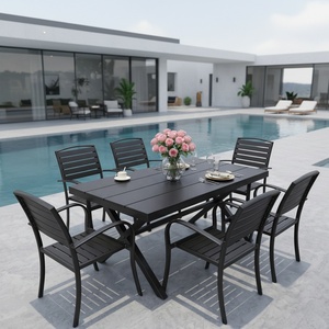 Ensemble <span class=keywords><strong>de</strong></span> salle à manger <span class=keywords><strong>de</strong></span> patio pas cher, 6 pièces, meubles d'extérieur avec table <span class=keywords><strong>et</strong></span> 6 chaises en <span class=keywords><strong>bois</strong></span> plastique pour véranda, bord <span class=keywords><strong>de</strong></span> piscine, cour <span class=keywords><strong>et</strong></span> <span class=keywords><strong>jardin</strong></span>, <span class=keywords><strong>noir</strong></span> - Product Image 4