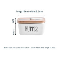 Boîte à beurre en céramique avec couvercle en bambou et couteau, support de stockage des aliments avec logo personnalisé
