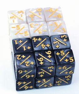 Dés à jouer de 16 mm avec des chiffres additionnels et des signes de soustraction, en perles noires et blanches, dés de couleur unie, tamis pour dés - Product Image 3