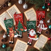 Nouvelle édition Noël 2026 : Décoration Chaussette du Père Noël, Sac Cadeau Bonhomme de Neige, Ornement de Sapin de Noël en Polyester avec Impression par Transfert Thermique