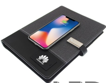 Notebook + powerbank + carga inalámbrica + USB + tablero de luz