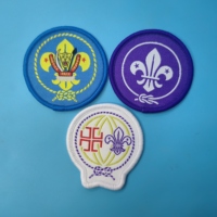 Badges tissés personnalisés à appliquer, thermocollants, ronds, à presser à chaud, avec tissu en denim