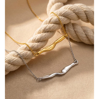 JINYOU 3356 Collar con Colgante Minimalista de Acero Inoxidable, Cadena Delicada Irregular, Joyería de Verano para Mujer