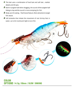 Señuelo de camarón sin pintar, jigs de pesca lenta, cebo luminoso de plástico duro, señuelo de superficie para salmón, anzuelo triple para pesca en río. - Product Image 3