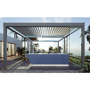 Popüler lüks dış mekan mobilyası ayarlanabilir çatı Gazebo Gazebo bahçe alüminyum Metal elektrikli Louvered kemerler bours Pergolas - Product Image 2