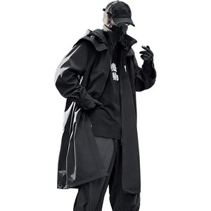 Chaqueta Cortavientos FOXA para Hombre, Estilo Techwear, Tela PU, Cuello Alto, Estilo Urbano Otoñal - Product Image 1