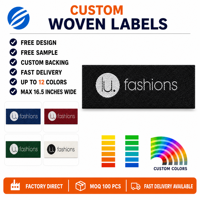 Étiquettes tissées personnalisées en fil métallique argenté pour vêtements, fond noir, logo de marque, prix de gros usine