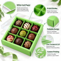 Boîte d'emballage personnalisée pour chocolats à 9 compartiments, boîte en papier pour tartes aux œufs, biscuits, bonbons, avec couvercle en PVC transparent, impression couleur