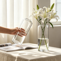 Vase en verre hydroponique cylindrique à petite ouverture, transparent, durable, artistique, fait main, pour décoration de mariage moderne et de maison